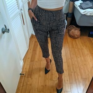 Tribal Crop Pants Medium Brown and Navy